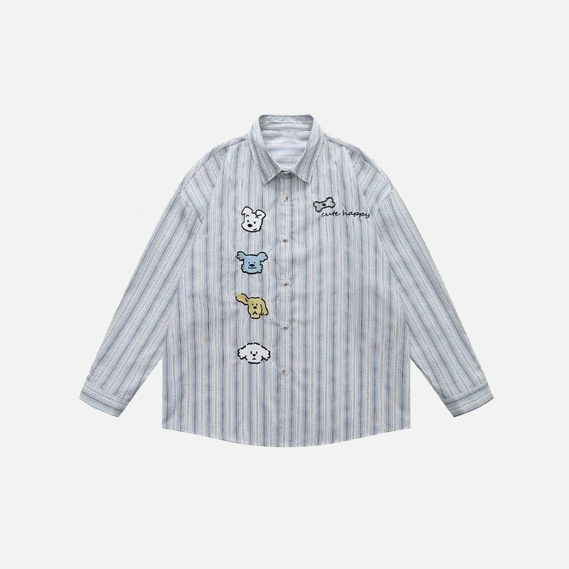 Hound Embroidery Stripe Long Sleeve Top