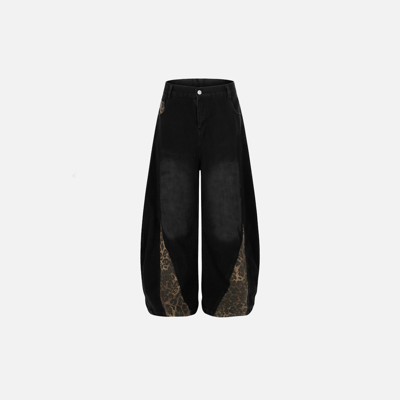 2000s Heritage Mosaic Wild Print Bell Leg Denim