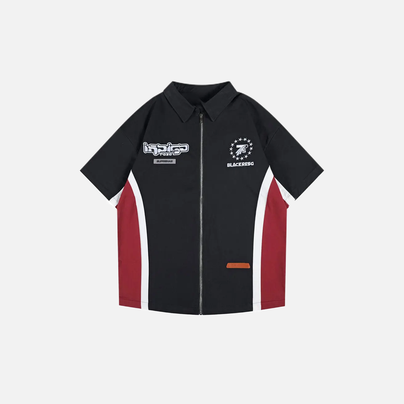 Track Stitch Panel Full-Zip Sport Shirt