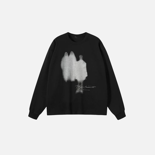 Black Designed Shadow Long Sleeve T-Shirt