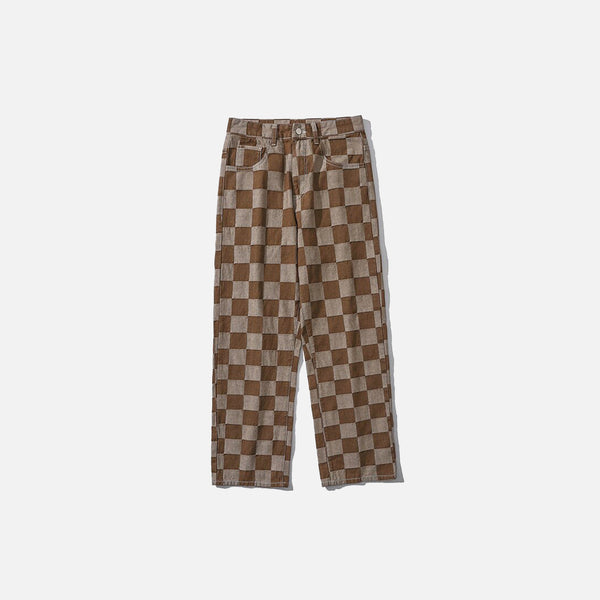 Brown Plaid Denim