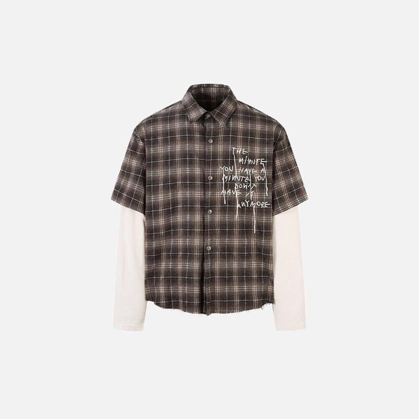 Layered Look Plaid Button-Front Shirt