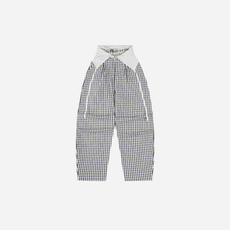 Diamond Grid Pleat Wide-Leg