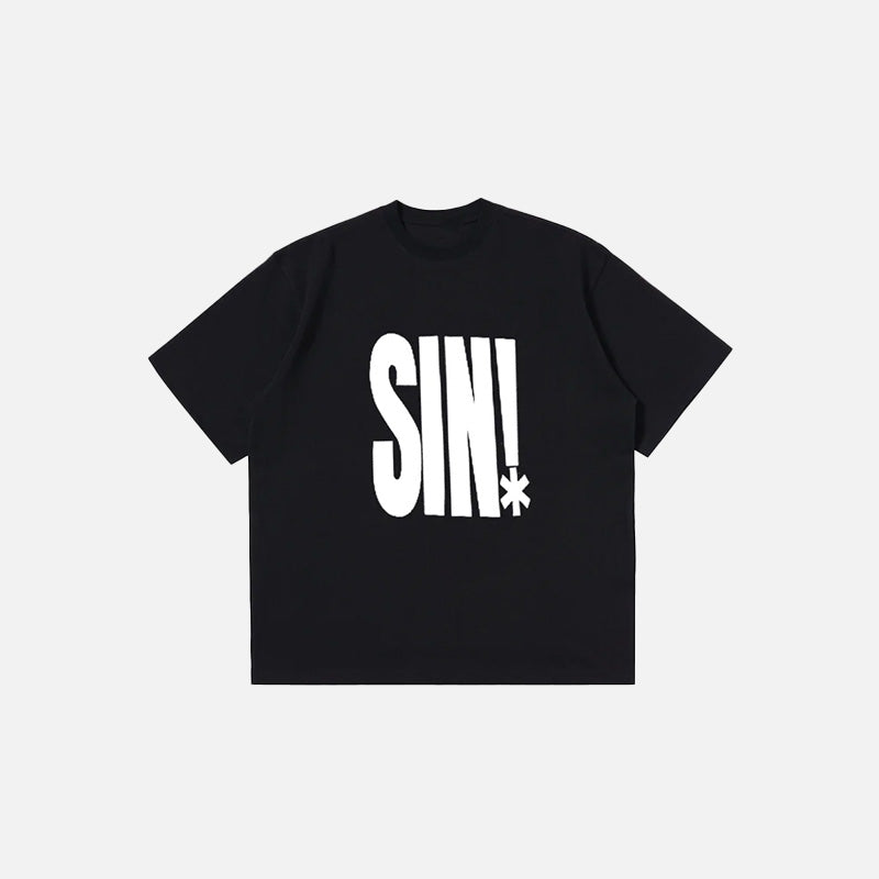 Kadın Vintage Harf Baskılı Tişört, önden görünüm — Navra Wear