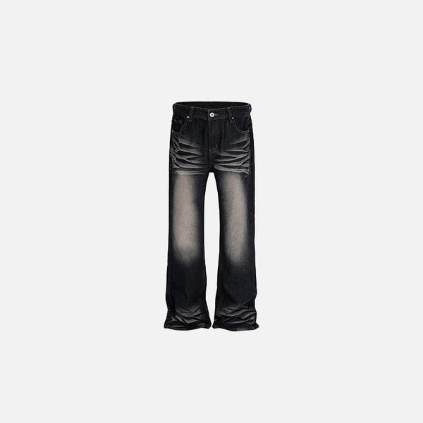 Vintage Yıkanmış İspanyol Paça Jean Pantolon, önden görünüm — Navra Wear
