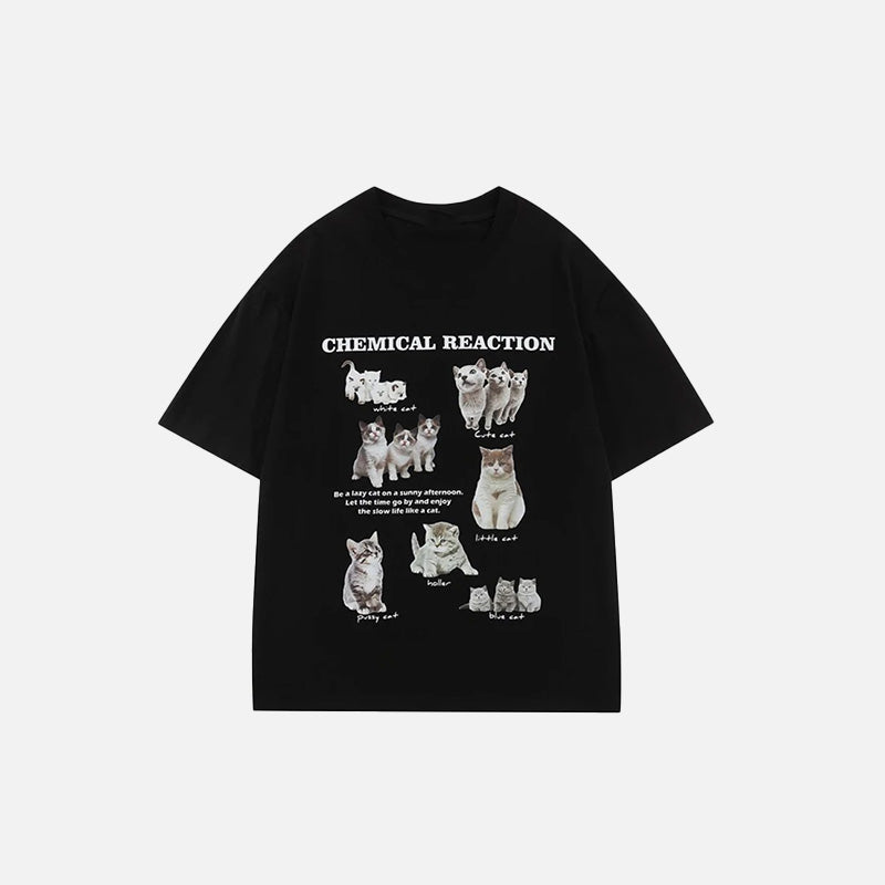 Kadın Y2K Kedi Baskılı Tişört, önden görünüm — Navra Wear