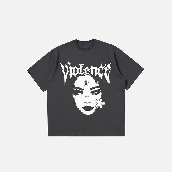 Kadın Vintage Gotik Baskılı Tişört, önden görünüm — Navra Wear