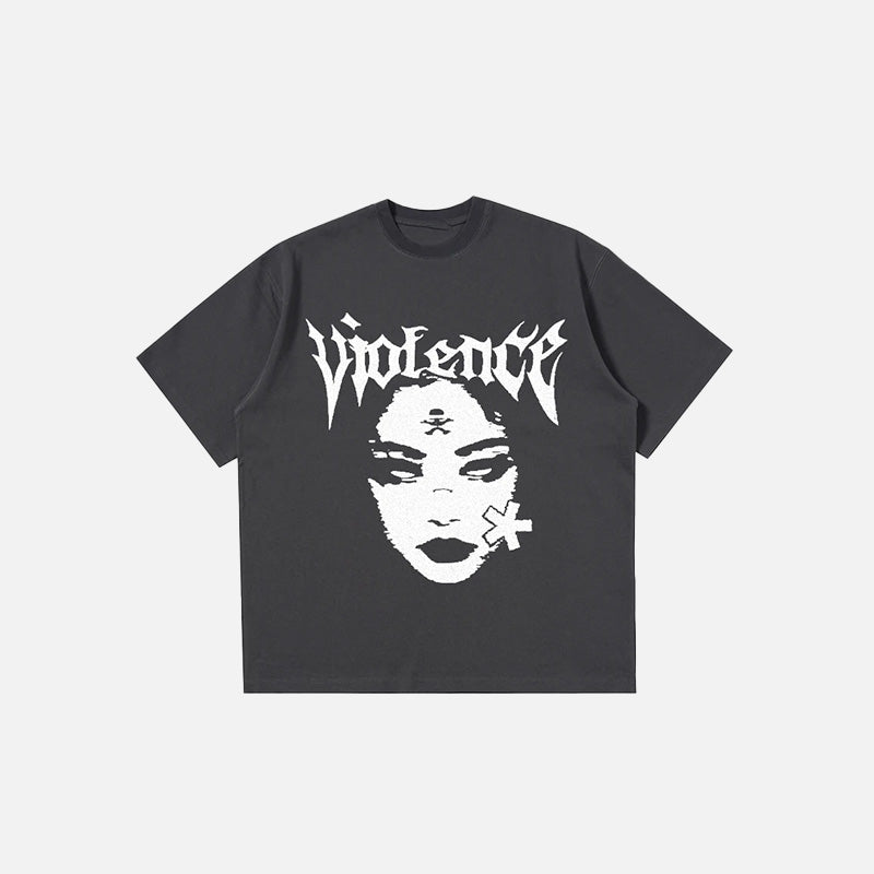 Kadın Vintage Gotik Baskılı Tişört, önden görünüm — Navra Wear
