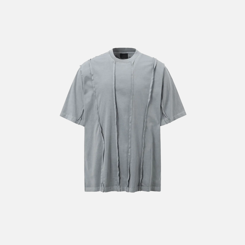 City-Block Torn-Vibe Fragment Ripped Mono-Color Color T-Shirt