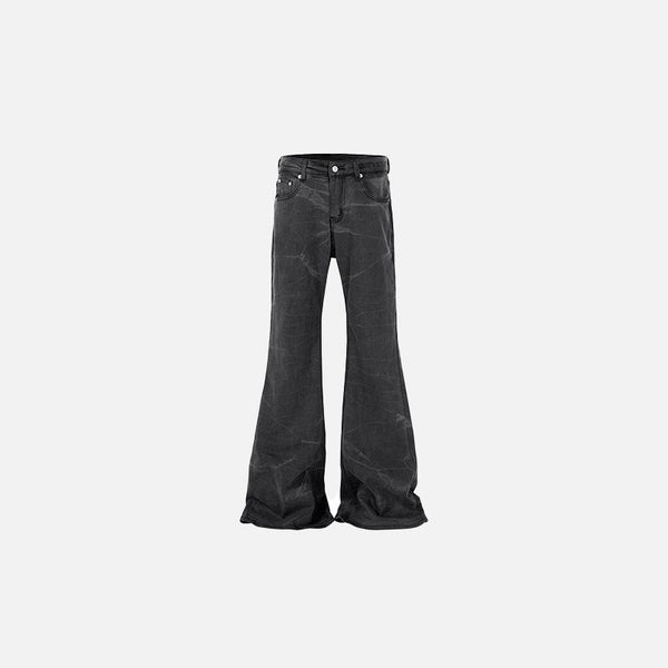 Front view of the black Wide-Leg Vintage Jeans in a gray background
