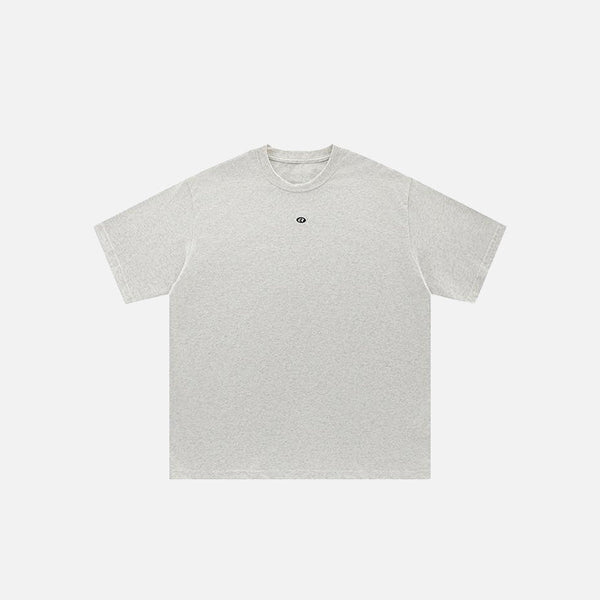 Front view of the beige Oversized Solid Color T-shirt in a gray background