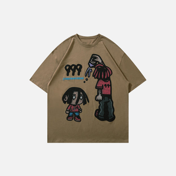 Print Cartoon Water Spilling T-Shirt
