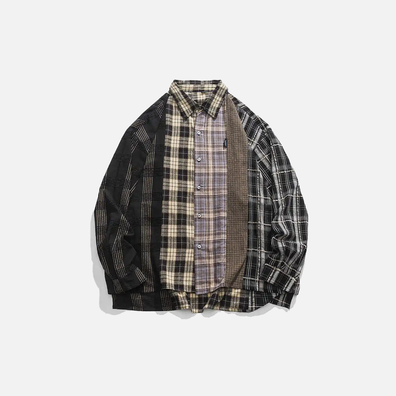 Padded Plaid Hip Hop Button Casual Shirt