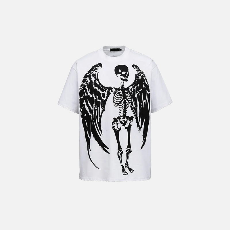 Darkwave Halo-Print Memento Skeleton Artwork Illustrated T-Shirt