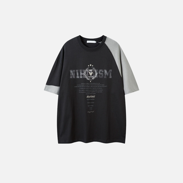 Digital-Age Wide-Body Heritage Splicing Color Block T-Shirt