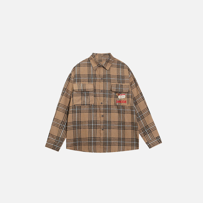 Patchwork Cep Detaylı Gömlek, önden görünüm — Navra Wear