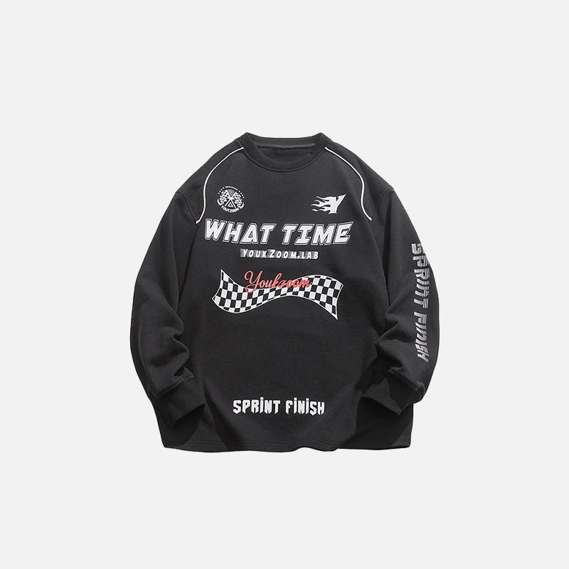 Yarış Baskılı Oversize Sweatshirt, önden görünüm — Navra Wear