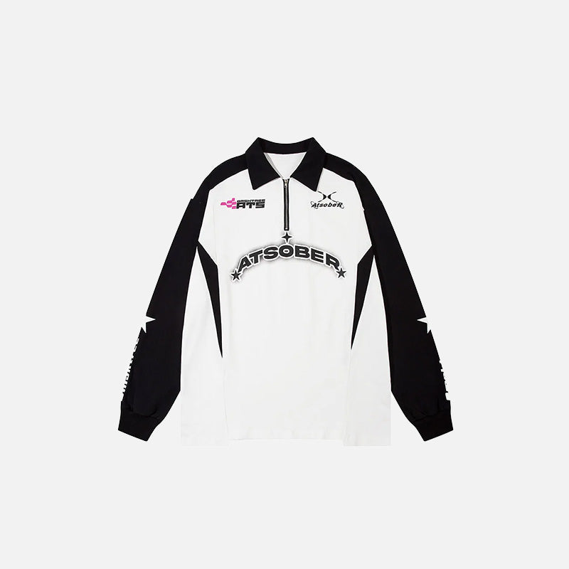 Yıldız Baskılı Fermuarlı Sweatshirt, önden görünüm — Navra Wear