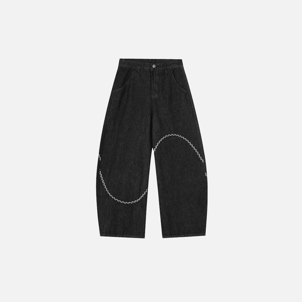 Unique Stitched Irregular Bell Leg Denim