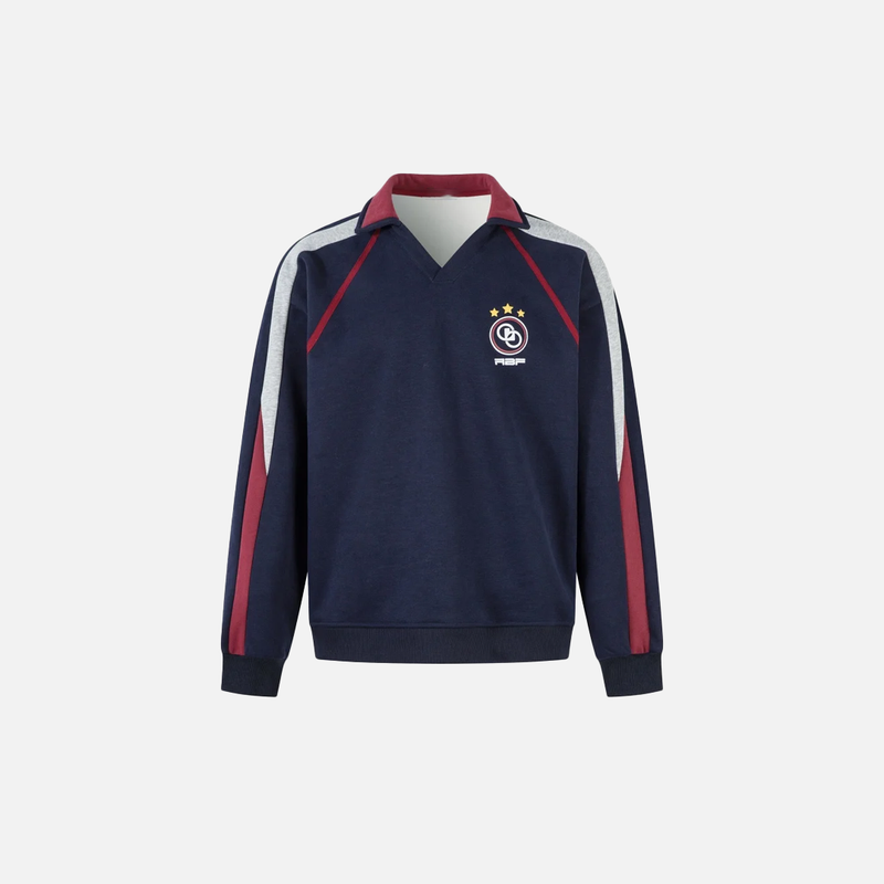 Panel Contrast Fleece V-Neck