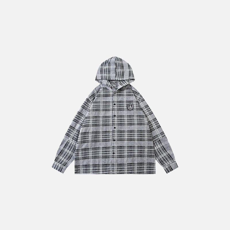 Ekose Düğmeli Gömlek, önden görünüm — Navra Wear