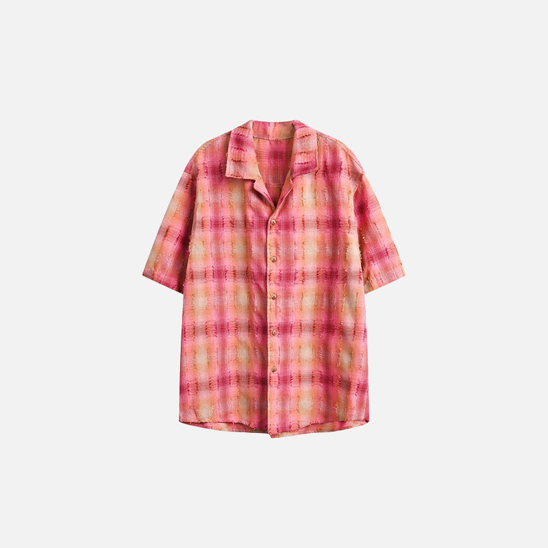 Kadın Ekose Kısa Kollu Gömlek, önden görünüm — Navra Wear