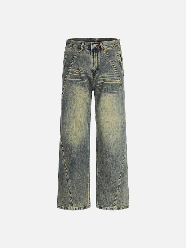 Fashionable Rinse Faded Denim Classic Leg Denim