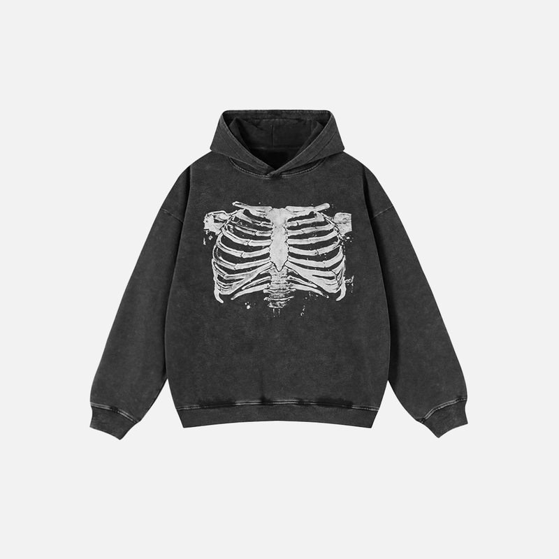 Oversize Faded Skeleton Graphic Urban Beat Sweatshirt