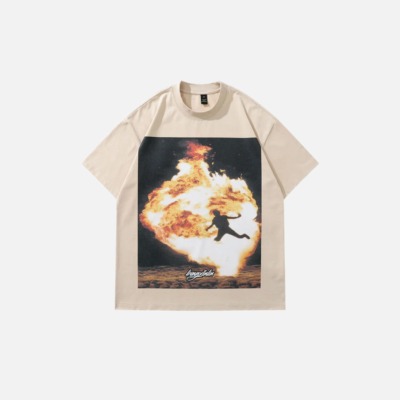 Artwork Illustrated Big-Silhouette Hip Hop Cotton T-Shirt