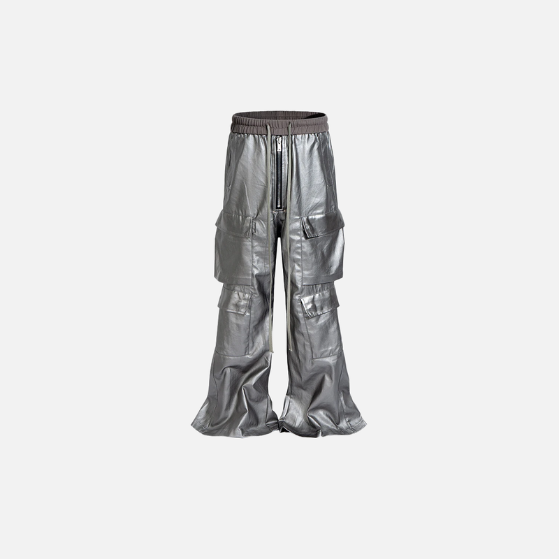 Luxe Designer Black Cargo Leather