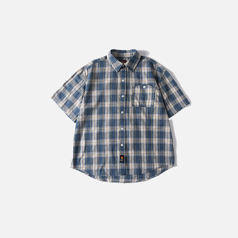 Painterly Wash Plaid Short Shirt