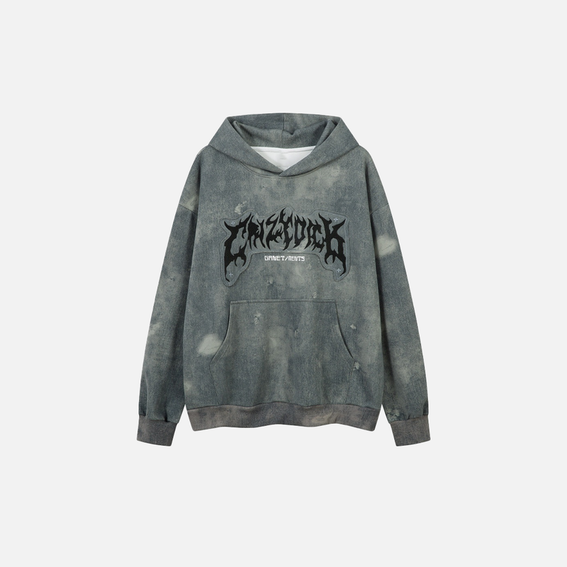 Metro Dark Oversized Front-Pocket Batik Sweatshirt