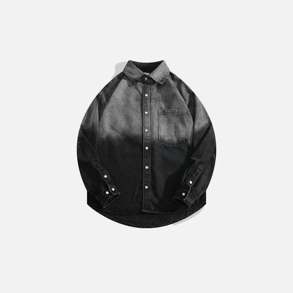 Metro Single-Breasted Gradient Denim Jacket