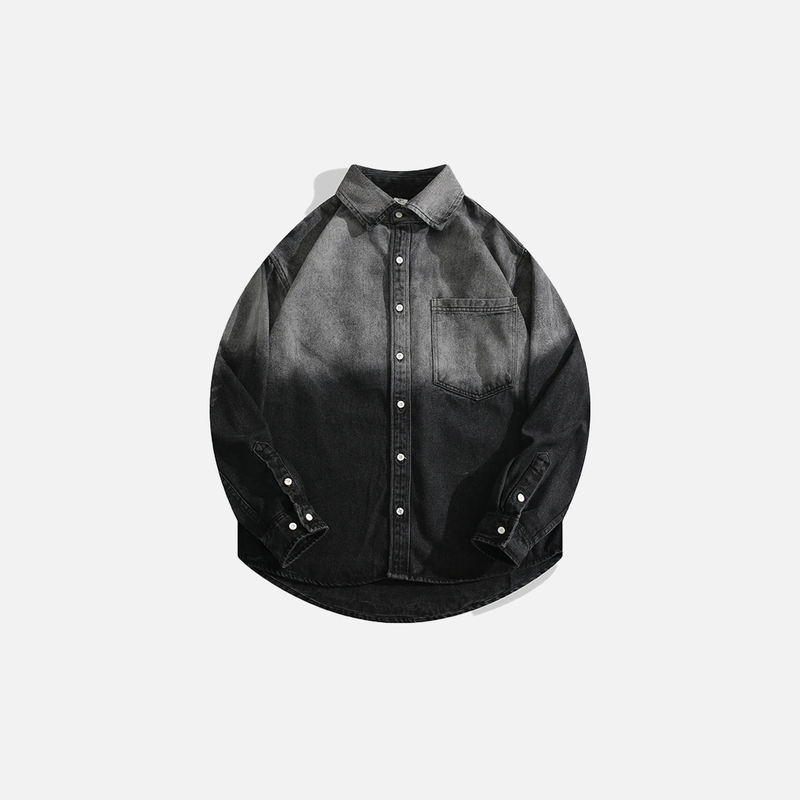 Metro Single-Breasted Gradient Denim Jacket