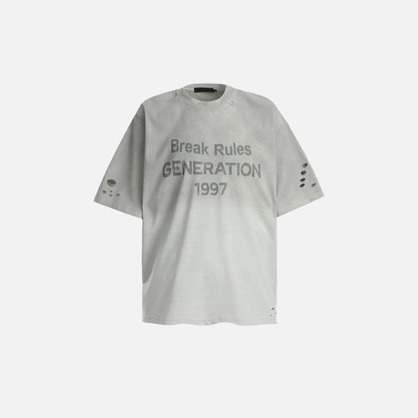 Curated Digital-Age Underground Print Tie Dye Ripped T-Shirt
