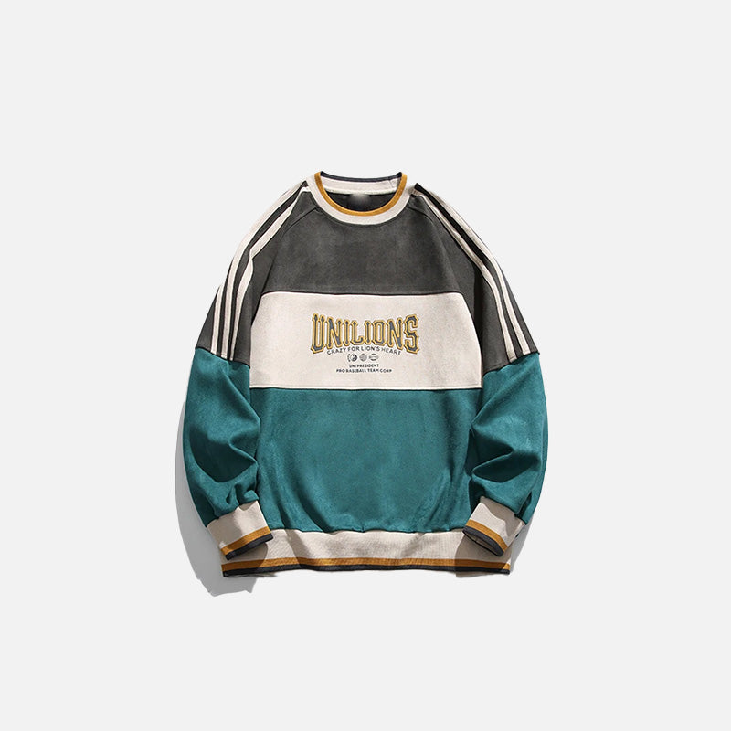 Patchwork Oversize Sweatshirt, önden görünüm — Navra Wear