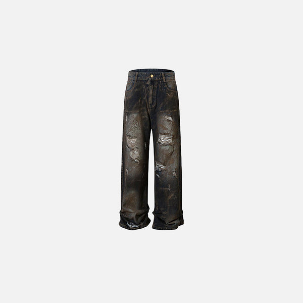 Yıkanmış Yırtık Detaylı Jean Pantolon, önden görünüm — Navra Wear