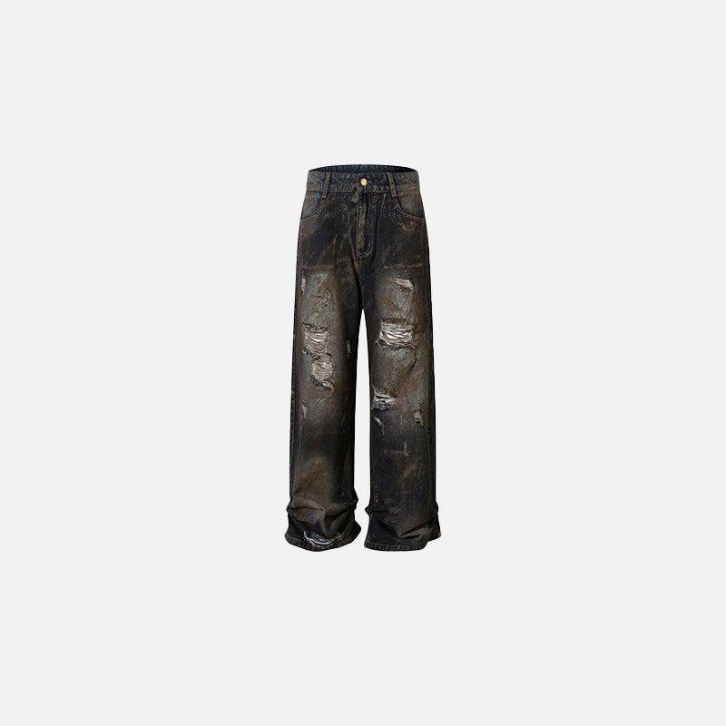 Yıkanmış Yırtık Detaylı Jean Pantolon, önden görünüm — Navra Wear