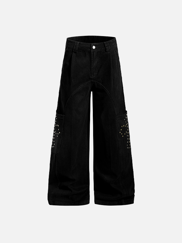 Classic European Style Willow Nail Bell Leg Utility Denim