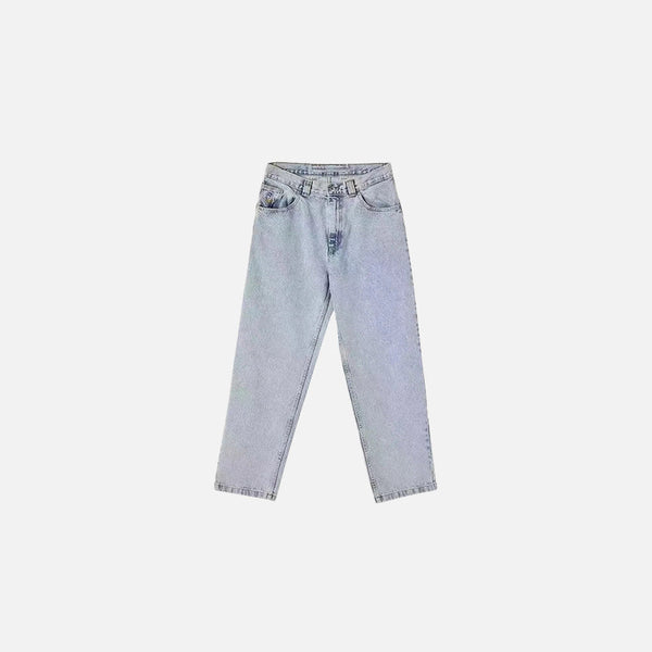 Y2K Düz Kesim Jean Pantolon, önden görünüm — Navra Wear