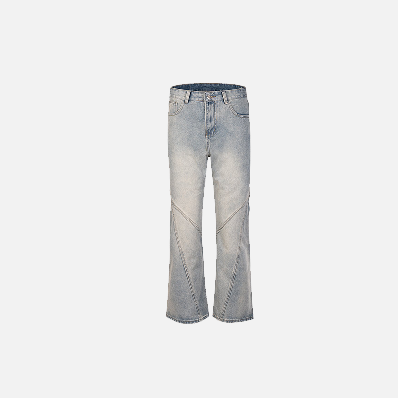 Vintage Yıkanmış Yırtık Detaylı İspanyol Paça Jean Pantolon, önden görünüm — Navra Wear