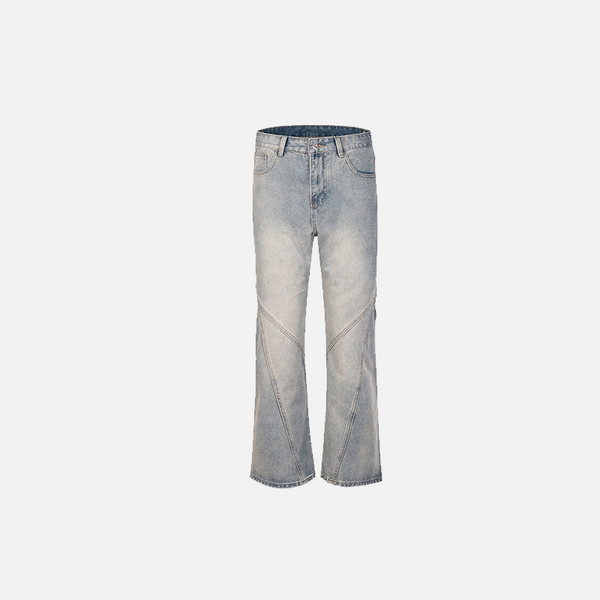 Vintage Yıkanmış Yırtık Detaylı İspanyol Paça Jean Pantolon, önden görünüm — Navra Wear