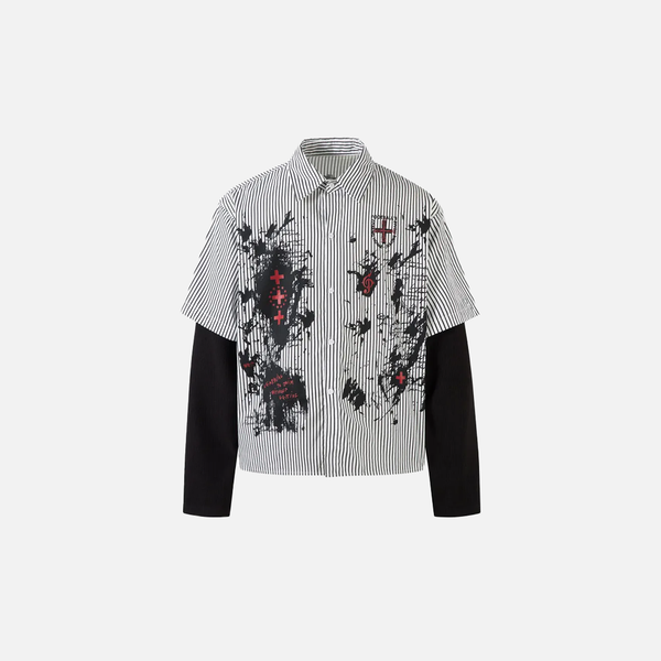 Dark Layered Graphic Illusion Long Shirt