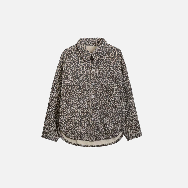 Wild Spot Print Fitted Long Sleeve Shirt