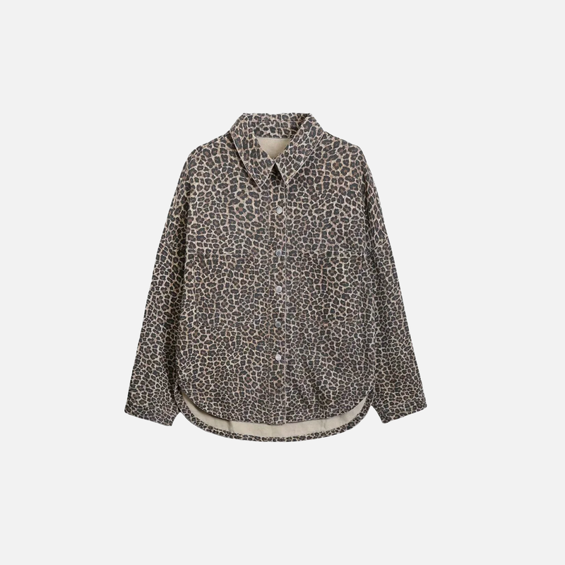 Wild Spot Print Fitted Long Sleeve Shirt
