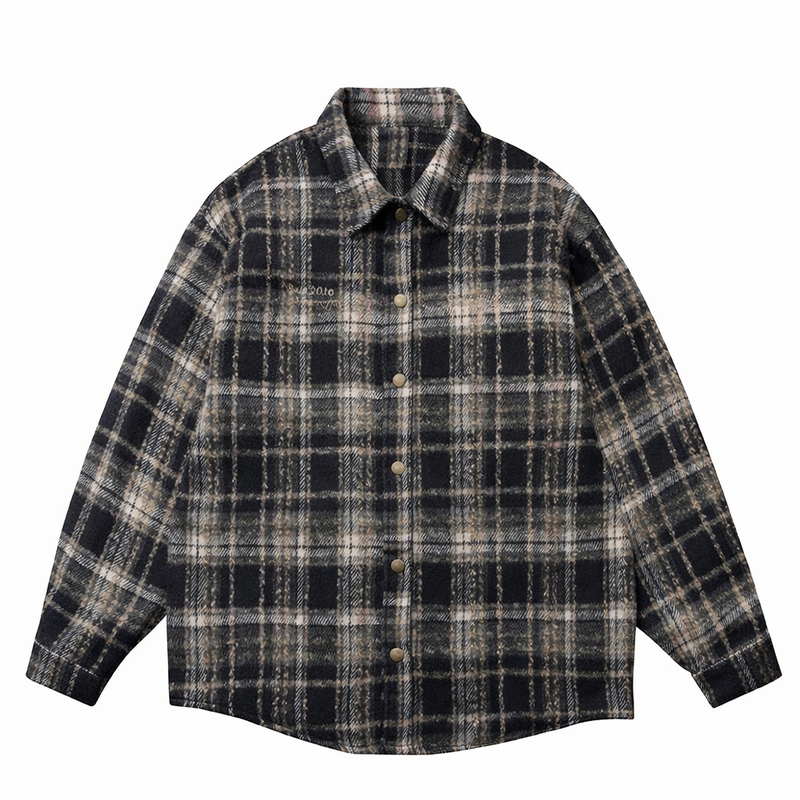 Wool Plaid Embroidered Everyday Top