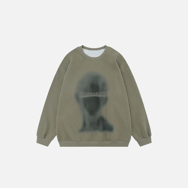 Portre Baskılı Sweatshirt, önden görünüm — Navra Wear