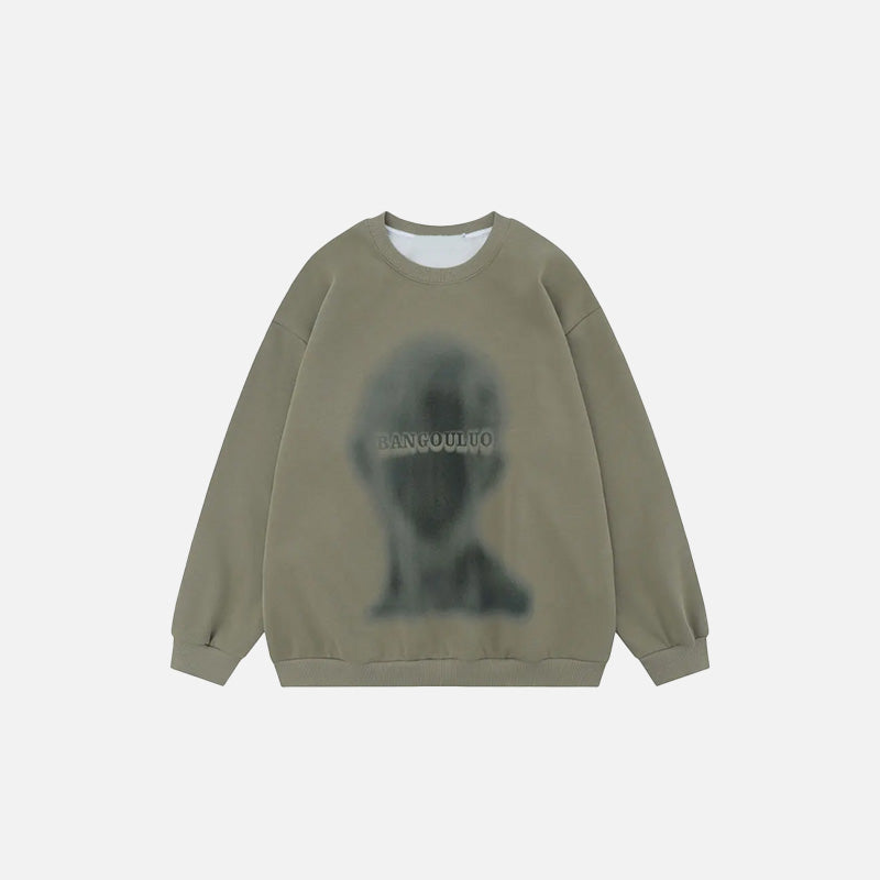 Portre Baskılı Sweatshirt, önden görünüm — Navra Wear