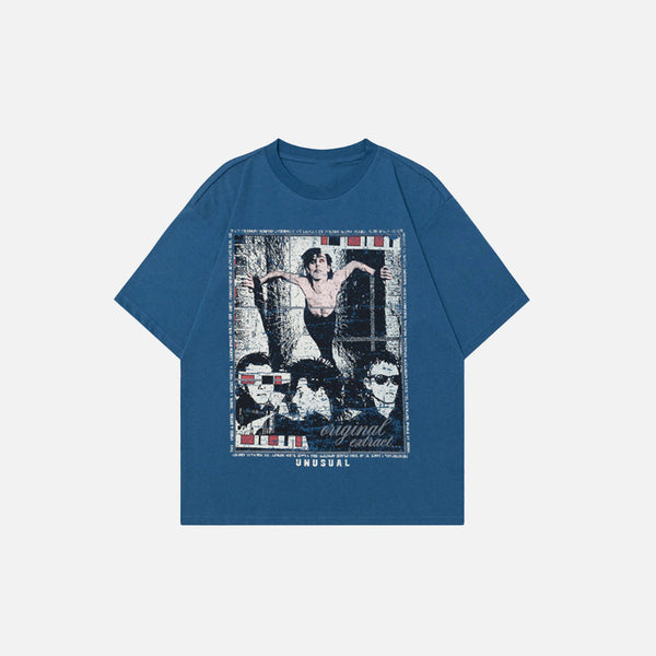 Washed-Out Print Short Sleeve T-Shirt
