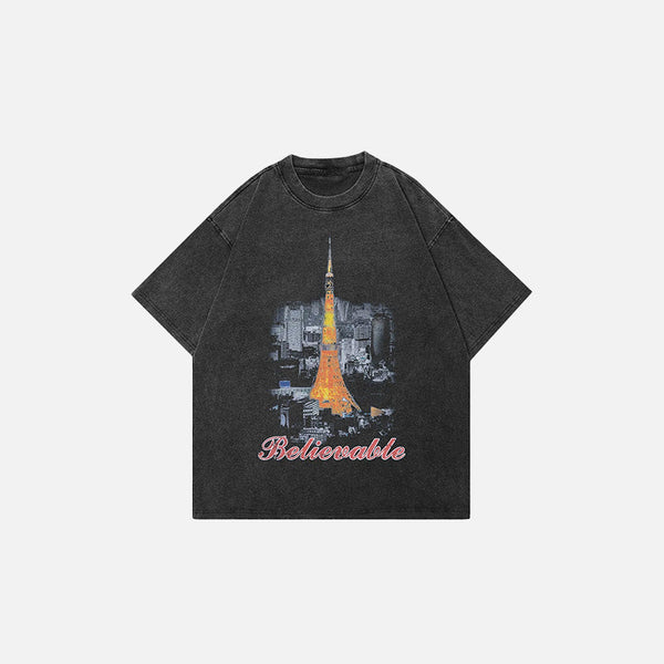 Gölge Baskılı Tişört, önden görünüm — Navra Wear